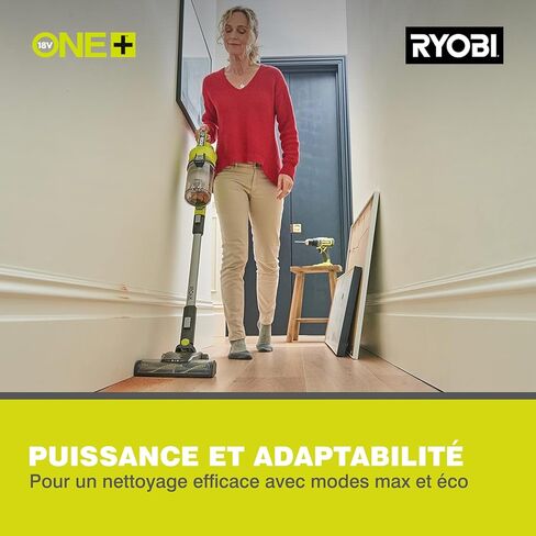 RYOBI 18 V One+ RSV18-0 Cordless Floor Vacuum (30 Airwatt Power ، 820 L/MIN ، فوهة هوية على مدار 24 سم ، بدون بطارية وشاحن) ، أخضر) in Saudi Arabia