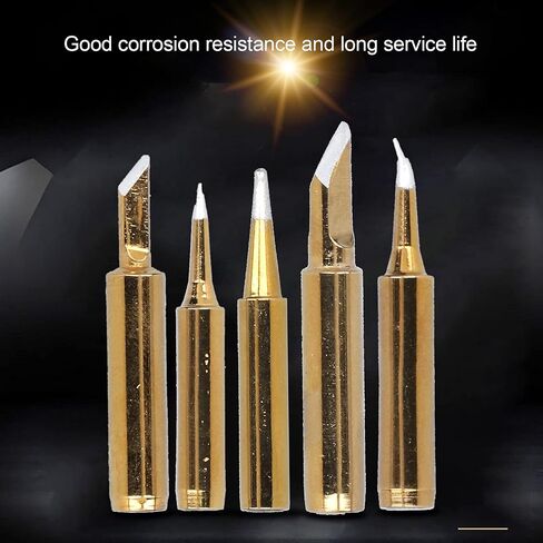10Pcs Soldering Iron Tips Golden Solder Welding Head Replacement Accessories Ideal for Welding with 60W Power Temperature Adjustable from 200 to 480 Degrees Celsius(Gold 900M-T-IS) in Saudi Arabia