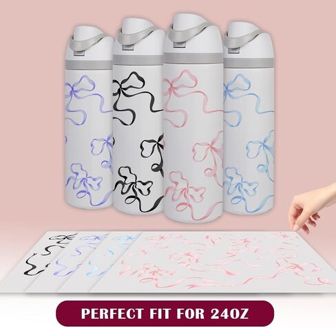 أقواس 4pcs ملصقات لزجاجة مياه Owala ، ملصقات مقاومة للماء متوافقة مع Orban Outfitters زجاجات Owala 24oz ، تزيين ملحقات الكوب من الكأس ، 4 ألوان in Saudi Arabia
