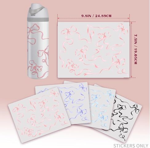 أقواس 4pcs ملصقات لزجاجة مياه Owala ، ملصقات مقاومة للماء متوافقة مع Orban Outfitters زجاجات Owala 24oz ، تزيين ملحقات الكوب من الكأس ، 4 ألوان in Saudi Arabia