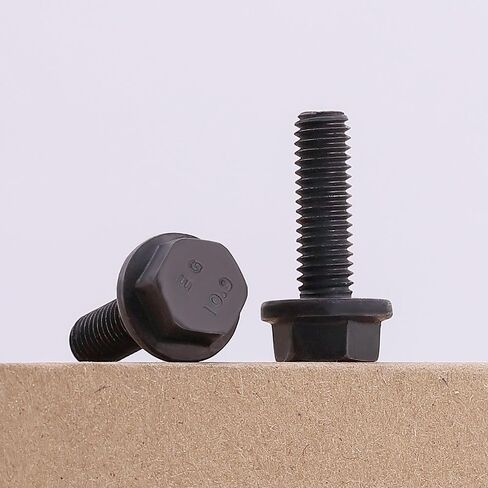 M8-1.25 x 30mm (15 pcs) Flanged Hex Bolt Screws Black Oxide Finish, 10.9 Grade Alloy Steel, Large Flange Washer Head Bolt, DIN6921/GB5789, Full Thread in Saudi Arabia