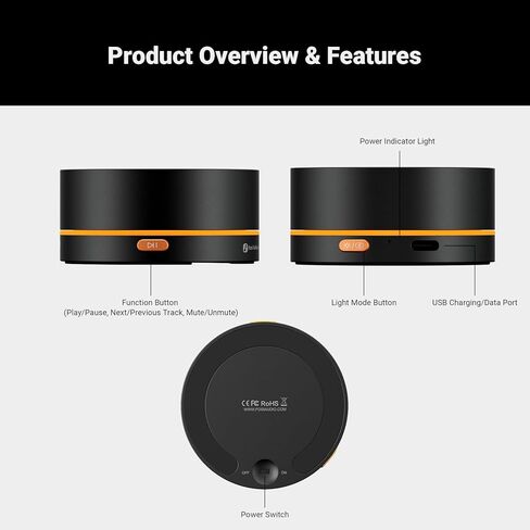Fosi Audio VOL20 Black Bluetooth Volume Control Knob, USB Multimedia Controller for PC/Gaming/Home Audio/Desktop, RGB Lighting Customization Multi-Function Button with Adjustment in Saudi Arabia