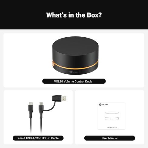Fosi Audio VOL20 Black Bluetooth Volume Control Knob, USB Multimedia Controller for PC/Gaming/Home Audio/Desktop, RGB Lighting Customization Multi-Function Button with Adjustment in Saudi Arabia