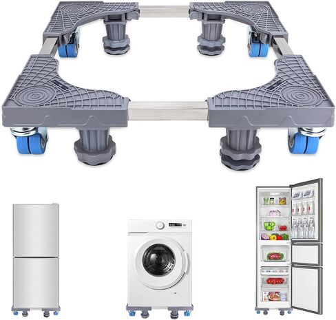Heavy Duty Mini Fridge Stand with Strong Feet and 4 Rollers,Universal Mini Refrigerator Stand, Washing Machine Pedestal Multi-Functional Base for Refrigerator and Dryer (4 Strong Feet with 4 Rollers) in Saudi Arabia