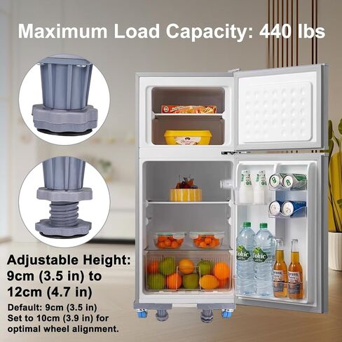 Heavy Duty Mini Fridge Stand with Strong Feet and 4 Rollers,Universal Mini Refrigerator Stand, Washing Machine Pedestal Multi-Functional Base for Refrigerator and Dryer (4 Strong Feet with 4 Rollers) in Saudi Arabia