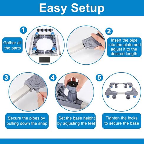 Heavy Duty Mini Fridge Stand with Strong Feet and 4 Rollers,Universal Mini Refrigerator Stand, Washing Machine Pedestal Multi-Functional Base for Refrigerator and Dryer (4 Strong Feet with 4 Rollers) in Saudi Arabia