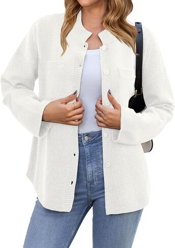 Saodimallsu Womens Button Up Knit Cardigans Oversized Collared Casual Long Sleeve Open Front Fall Sweater Jackets in Saudi Arabia