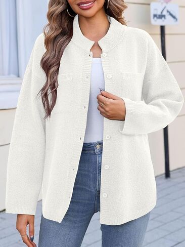 Saodimallsu Womens Button Up Knit Cardigans Oversized Collared Casual Long Sleeve Open Front Fall Sweater Jackets in Saudi Arabia