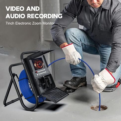 Camera Industrial Industrial Camera Sequer Camera سعة 7 بوصة DVR ، كاميرا فحص الأنابيب 23 مم مع لوحة المفاتيح ، عداد العداد ، بطاقة 16G ، جهاز إرسال مدمج 512 ، 50 مترًا in Saudi Arabia
