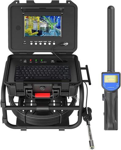 Drain Camera with 512 Hz Locator, 9 Inches Sewer Camera, Industrial Endoscope with DVR Video Recording + Meter Counter + 7MM Fiberglass Cable,20M in Saudi Arabia