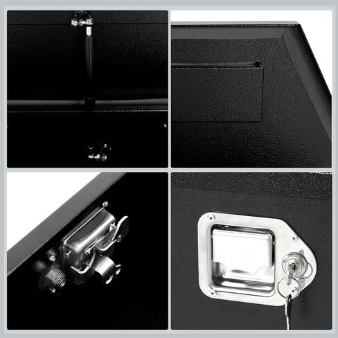35 Inch Trailer Tongue Box, Heavy Duty Aluminum Box Tool Chest Storage for Truck Bed Pickup RV with Lock and Keys-35 x 12 x 12 inch,Black in Kuwait