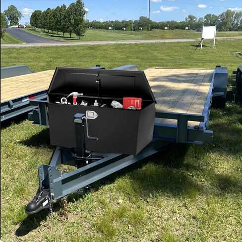 35 Inch Trailer Tongue Box, Heavy Duty Aluminum Box Tool Chest Storage for Truck Bed Pickup RV with Lock and Keys-35 x 12 x 12 inch,Black in Kuwait