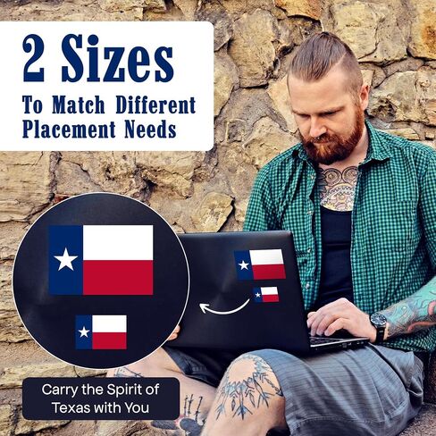 | 8 PCS Texas Flag Sticker - اثنان من الحجم ، 8 ملصقات - ملصقات تكساس قوية ، متينة ، متينة ، مانعة للتسرب. in Saudi Arabia