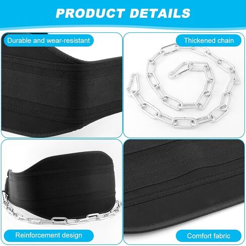 Dip Belt for Weightlifting,Weighted Pull Ups Belt with Chain,Weightlifting Belts for Men Women,Gym Workout Waist DipBelt for Weight Lifting,Squat,Training,Fitness Weight Belts in Saudi Arabia