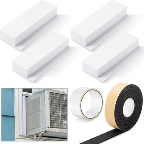 2 PCS FOAM BLOCK متوافقة مع وحدات مكيف الهواء على شكل نافذة MIDEA U ، طقم ختم عزل جانبي AC مع شريط ختم وشريط ختم ، منع تسرب الهواء البارد للصيف (أبيض) in Kuwait