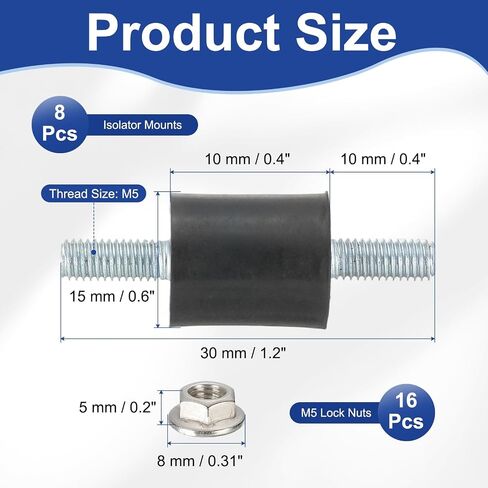 معزل مطاط PATIKIL M5 15X10MM ، 8 PCS Rubber STURS SHOCK ESSORBER ABSORTION TOMPRITY RECAMPITION in Saudi Arabia