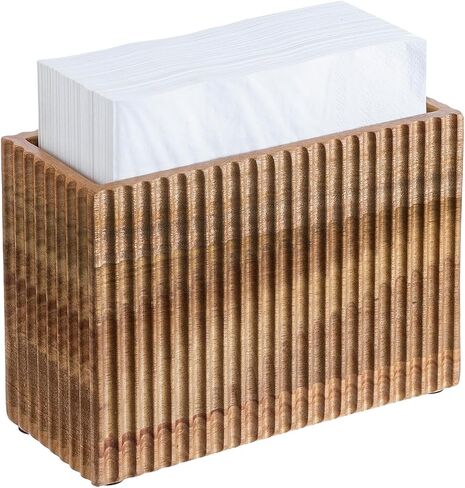 MyGift Fluted Premium Solid Acacia Wood Napkin Holder Rack Stand - Elegant Kitchen Table Organizer for Paper Napkins - Durable, Stylish, and Modern Design in Saudi Arabia