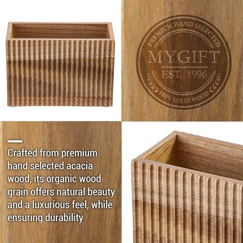 MyGift Fluted Premium Solid Acacia Wood Napkin Holder Rack Stand - Elegant Kitchen Table Organizer for Paper Napkins - Durable, Stylish, and Modern Design in Saudi Arabia