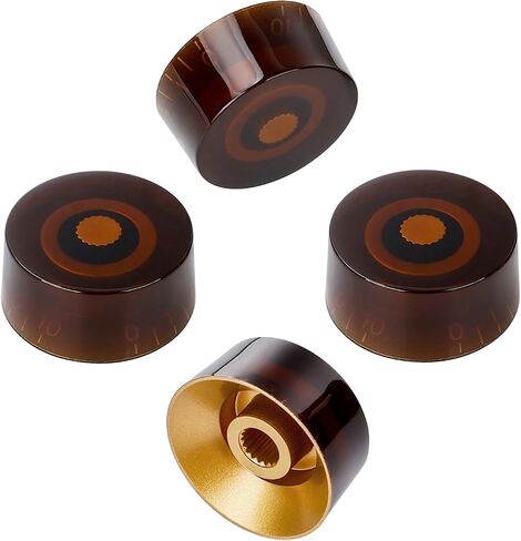 Banworks '60s Style Electric Guitar Control Knobs Metric 18-Spline 2 Tone 2 Volume Knobs 6mm (15/64") Speed Knobs for Epiphone Les Paul SG Electric Guitars Pack of 4 JT/XN-02 Golden/Black in Saudi Arabia
