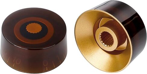 Banworks '60s Style Electric Guitar Control Knobs Metric 18-Spline 2 Tone 2 Volume Knobs 6mm (15/64") Speed Knobs for Epiphone Les Paul SG Electric Guitars Pack of 4 JT/XN-02 Golden/Black in Saudi Arabia