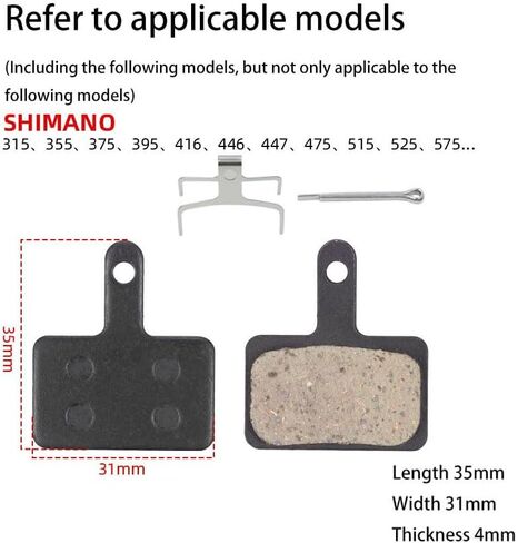 Bike Brake Pads,4 Pairs Resin Bicycle Brake Pads,35mm*31mm Bike Disc Brake Pads Compatible with TRP Tektro Shimano Deore Br,for Mountain Bike/Road Bike/Ebike/MTB in Kuwait