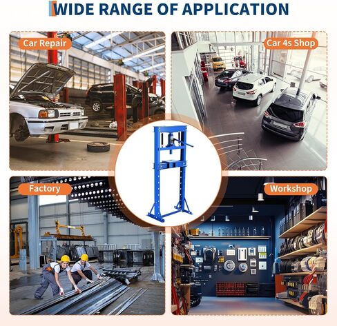 12 Ton Hydraulic Press, Heavy Duty H-Frame Garage Floor Shop Press with Adjustable Worktable & Plates, for Metal Bending, Straightening, Installing Bearings & U-Joints,Blue in Saudi Arabia