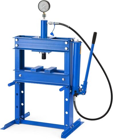 12 Ton Hydraulic Press, Heavy Duty H-Frame Garage Floor Shop Press with Adjustable Worktable & Plates, for Metal Bending, Straightening, Installing Bearings & U-Joints,Blue in Saudi Arabia