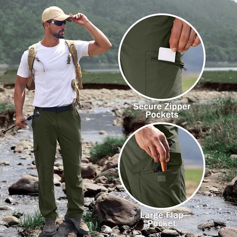 Mens Lightweight Cargo Hiking Patns Quick Dry Outdoor Work Pants with 6 Pockets Fishing Safari Pants in Saudi Arabia