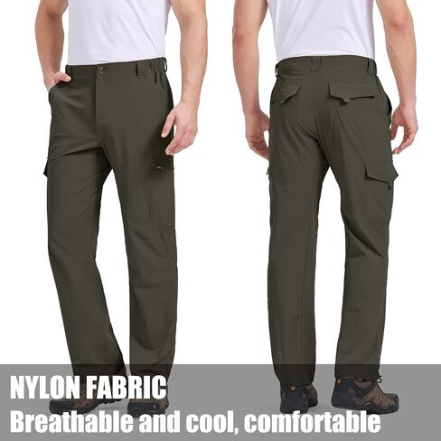 Mens Lightweight Cargo Hiking Patns Quick Dry Outdoor Work Pants with 6 Pockets Fishing Safari Pants in Saudi Arabia