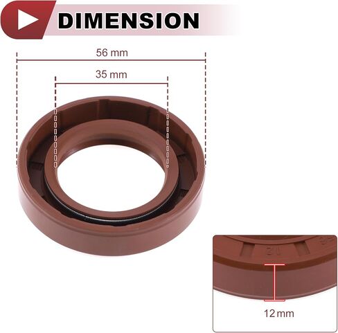 ختم الزيت العالمي TC ختم الختم ختم دوار عمود دوار 35x56x12mm الضغط العالي FKM Rubber Brown 2 PCS in Kuwait