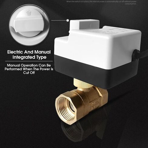 Brass Motorized Ball Valve 3 Way 2 Way Control Electric Ball Valve Actuator with Manual Switch AC220v DN15 20 40 for Water Air(220v-2 Way Through,DN20) in Saudi Arabia
