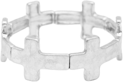 Rosemarie's Religious Gifts Women's Statement Cross Charms Stretch Bangle Bracelet, 6.5" in Saudi Arabia