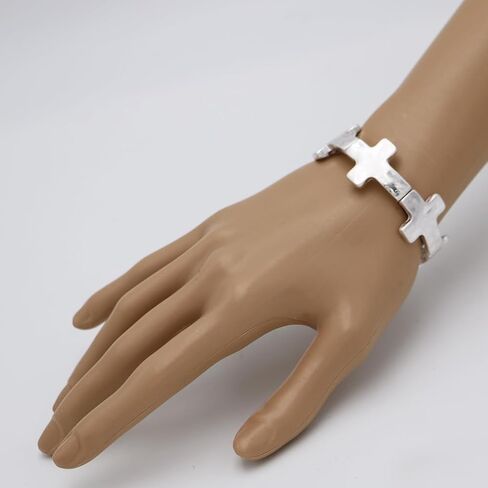 Rosemarie's Religious Gifts Women's Statement Cross Charms Stretch Bangle Bracelet, 6.5" in Saudi Arabia