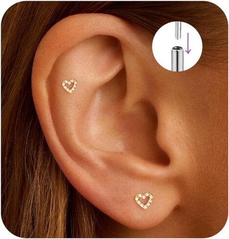 مسطح عشيق بطولة غضروف الأقراط لنساء للنساء 18G التيتانيوم الذهب tragus cz flatback helix silverless piercing 14k صغير الأزرار الصغيرة المجوهرات in Kuwait