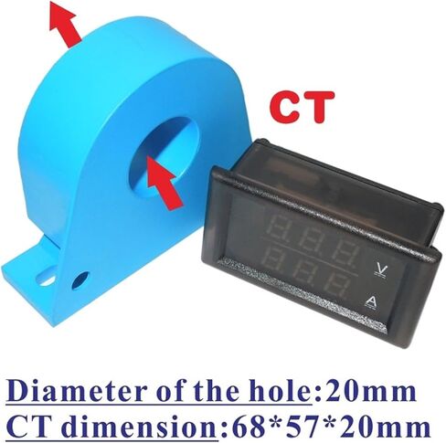 1PCS YB28VA Digital DC Voltmeter DC 100V-600V + SENSOR (DC200A ، DC0-600V (RED-Blue)) in Saudi Arabia