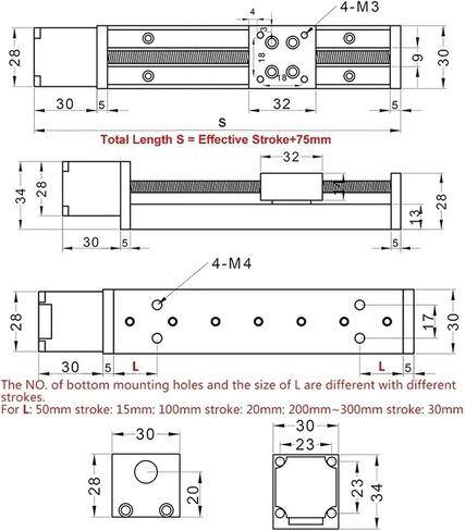 XYZ AXIS MOTURINGE SLIDE TABLE T-TY-TY-TYPE GIDER LAIN RAIL CLNC CNC MINI MINIGY TABLE MOTOR DRIVE KIT ELECTRY LINER LINEAR LOOD 1PCS (300 مم السكتة الدماغية) in Saudi Arabia