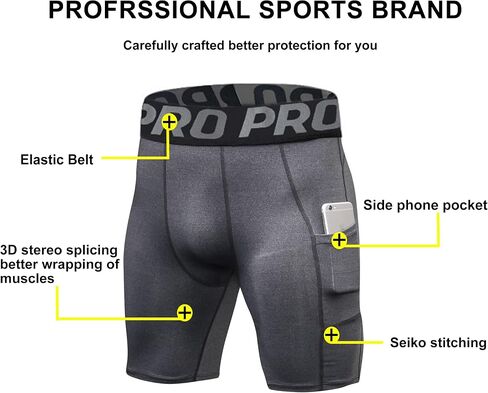YUSHOW 5 Pack Compression Shorts Men with Pocket Sports Workout Running Spandex Shorts Compression Underwear for Men Athletic in Saudi Arabia