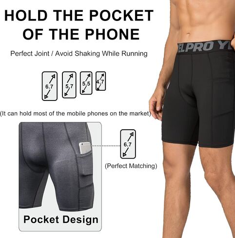 YUSHOW 5 Pack Compression Shorts Men with Pocket Sports Workout Running Spandex Shorts Compression Underwear for Men Athletic in Saudi Arabia