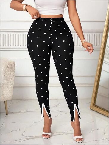 WDIRARA Women's Slit Skinny Pants Stretch Elastic Waist Work Office Pants in Saudi Arabia