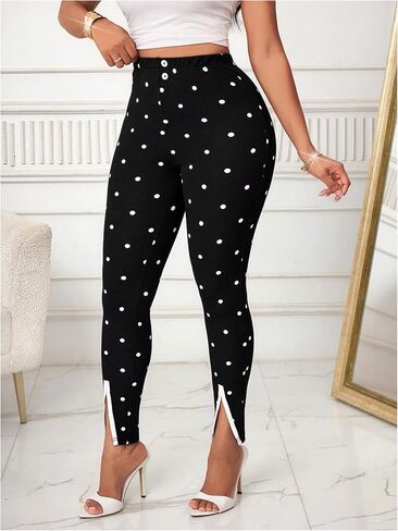 WDIRARA Women's Slit Skinny Pants Stretch Elastic Waist Work Office Pants in Saudi Arabia