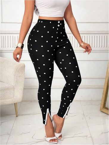 WDIRARA Women's Slit Skinny Pants Stretch Elastic Waist Work Office Pants in Saudi Arabia