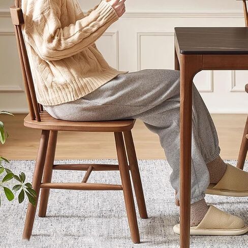 Office Chair Solid Wood Kitchen Side Chair Walnut Color Dressing Chair Slatted Back Chair Suitable for Dining Room Bedroom Living Room Home Office Desk Chairs in Saudi Arabia