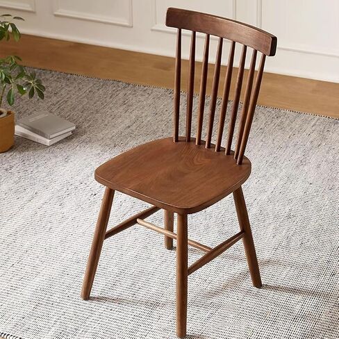 Office Chair Solid Wood Kitchen Side Chair Walnut Color Dressing Chair Slatted Back Chair Suitable for Dining Room Bedroom Living Room Home Office Desk Chairs in Saudi Arabia