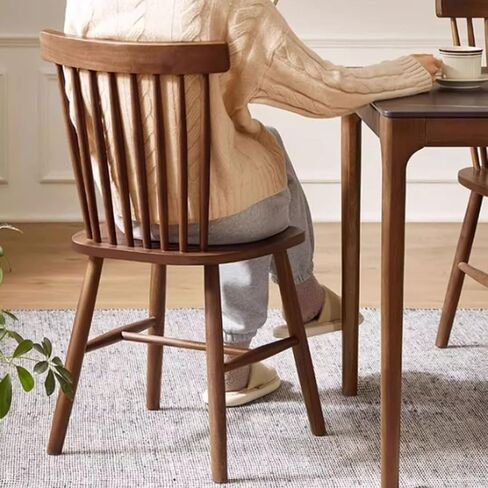Office Chair Solid Wood Kitchen Side Chair Walnut Color Dressing Chair Slatted Back Chair Suitable for Dining Room Bedroom Living Room Home Office Desk Chairs in Saudi Arabia