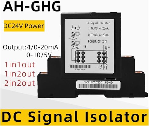 DC Signal Isolator Input 4-20mA 0-5/10V Output 0-5/10V 4-20mA Power Supply DC24V 1 in 2 Out 2 in 2 Out Plug-in Signal Isolator Sensor(1Input 1Output,Input 0-75MA_Output 4-20MA_DC24V) in Saudi Arabia
