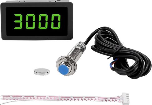 LED Blue Green Tachometer Gauge RPM Speed ​​Speed ​​Meter 4 Digital +Hall Process Switch Sensor NPN 12V 24V Accessories Sets (Blue) in Saudi Arabia