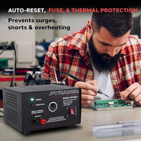 Pyramid PS9KX Universal Compact Bench Power Supply-5 Amp Linear Regulated Home Lab Benchtop Converter w/ 13.8 Volt DC 115V AC 70 Watt Input, Screw Type Terminal, 12V Car Cigarette Lighter in Kuwait