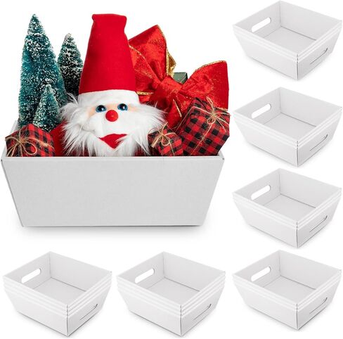 20 Pcs 10 x 8" Empty Gift Baskets Kraft Cardboard Baskets with Handles Bulk Empty Gift Trays Containers for Mother's Day Wedding Graduation Birthday Bridal Shower Decor(Black) in Saudi Arabia