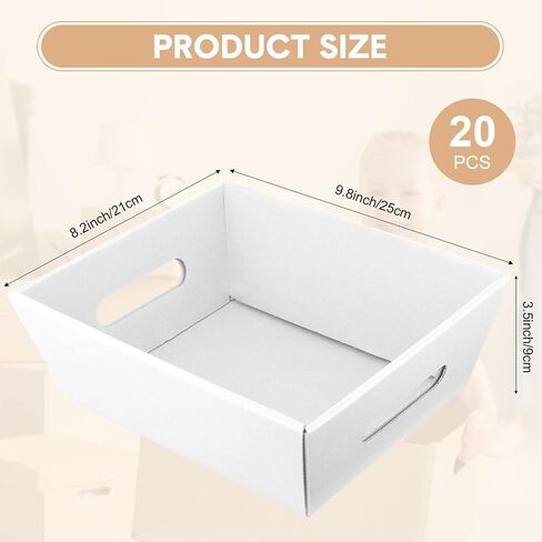 20 Pcs 10 x 8" Empty Gift Baskets Kraft Cardboard Baskets with Handles Bulk Empty Gift Trays Containers for Mother's Day Wedding Graduation Birthday Bridal Shower Decor(Black) in Saudi Arabia