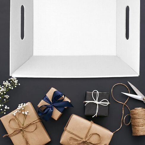 20 Pcs 10 x 8" Empty Gift Baskets Kraft Cardboard Baskets with Handles Bulk Empty Gift Trays Containers for Mother's Day Wedding Graduation Birthday Bridal Shower Decor(Black) in Saudi Arabia